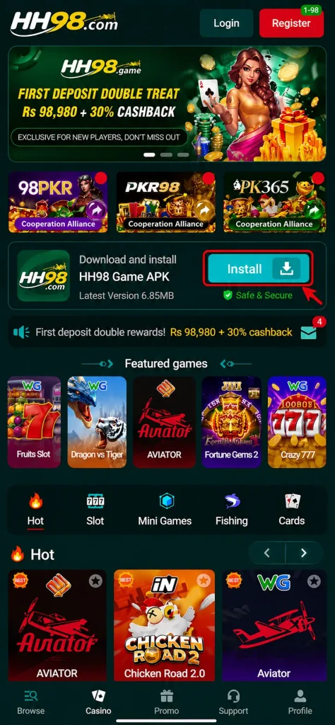  Log In to HH98 Game
